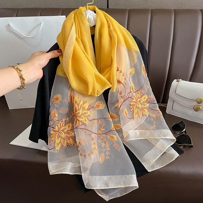 Woven Scarf Blanket - Spring Summer Solid Silk Scarf Women