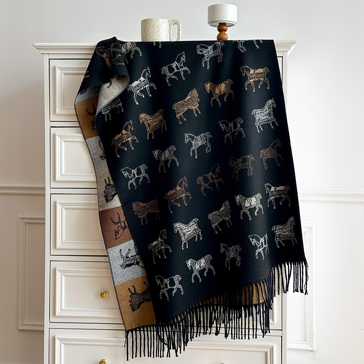 Winter Scarf Women Luxury Hors - Woven Scarf Blanket ulasan dan harga