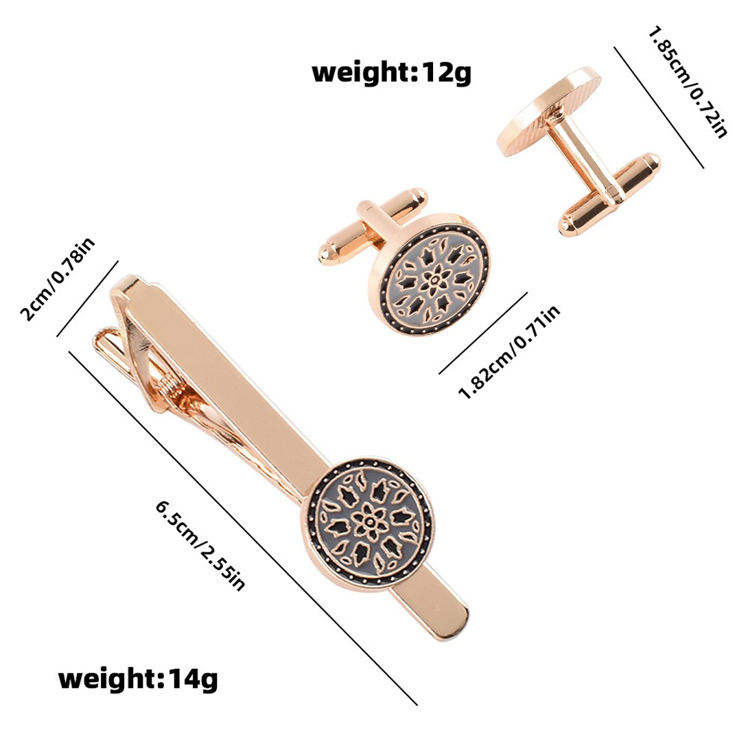 Metal Round Vintage Floral Man - Tie Bar Set Gift ulasan dan harga