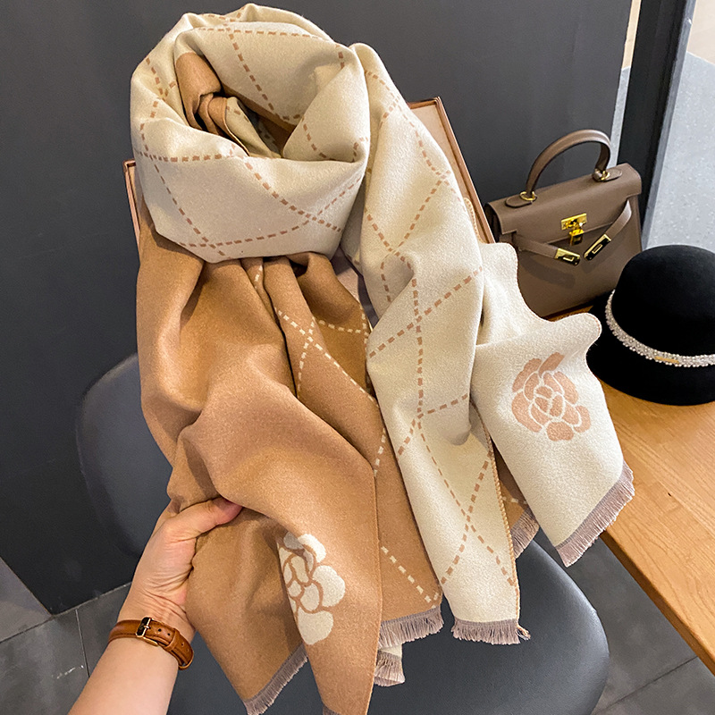Winter Scarf Women Luxury Flor - Woven Scarf Blanket ulasan dan harga