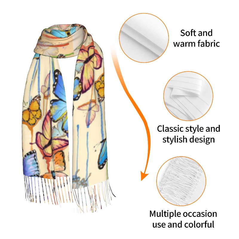 Retro Butterfly Winter Cashmer - Woven Scarf Blanket ulasan dan harga