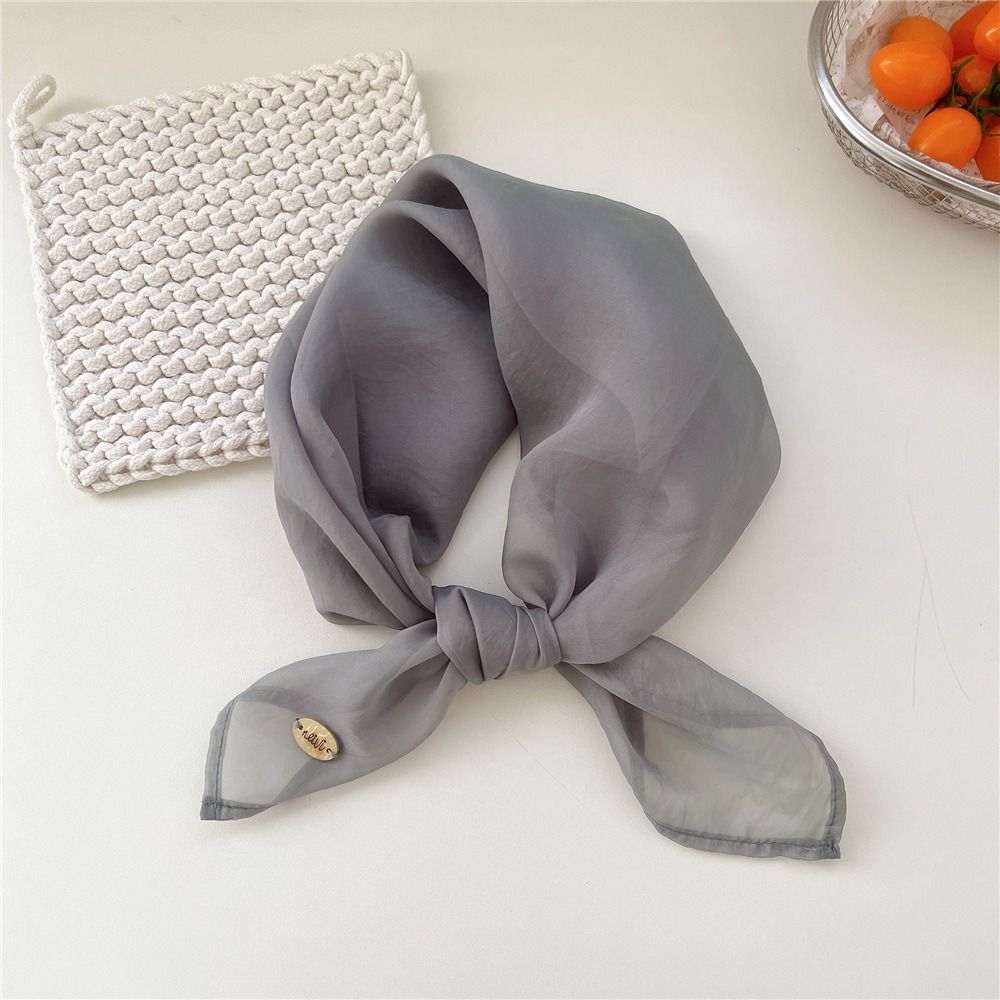 Retro Solid Color Small Square - Scarf Silk Square ulasan dan harga