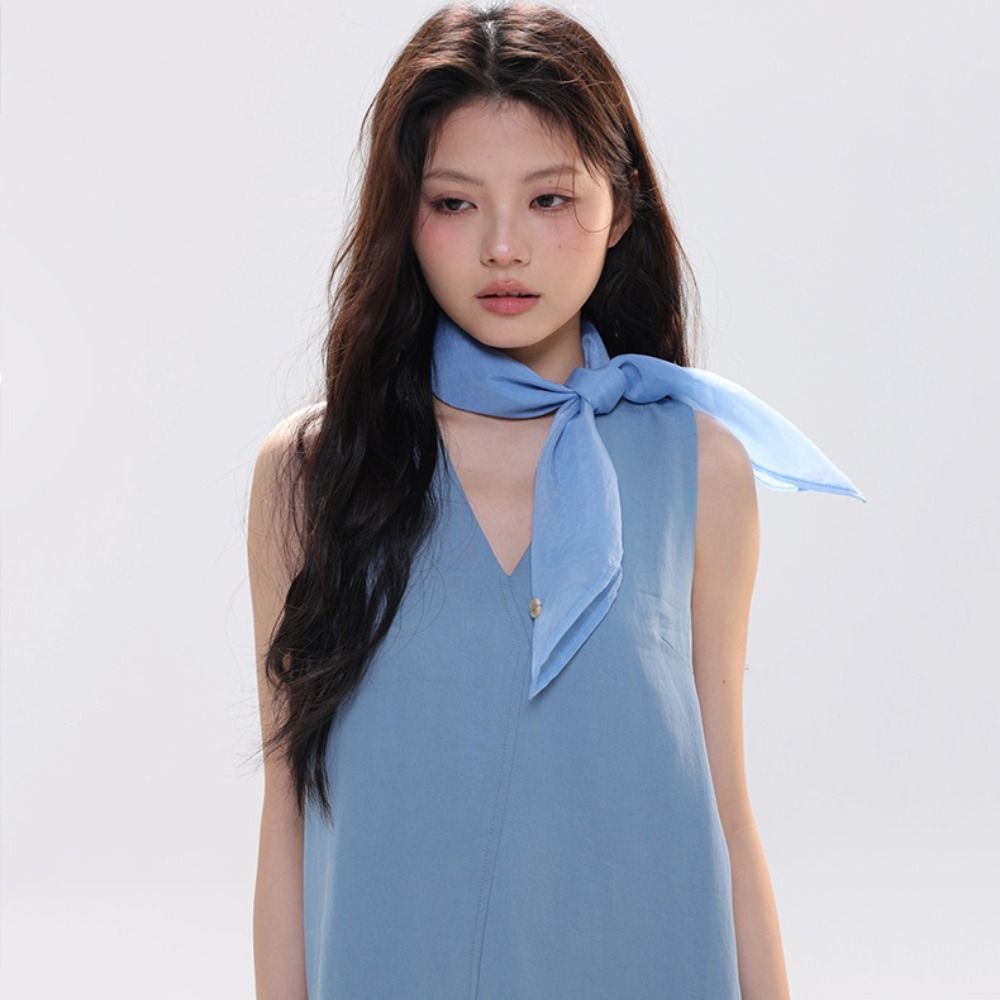 Retro Solid Color Small Square - Scarf Silk Square ulasan dan harga