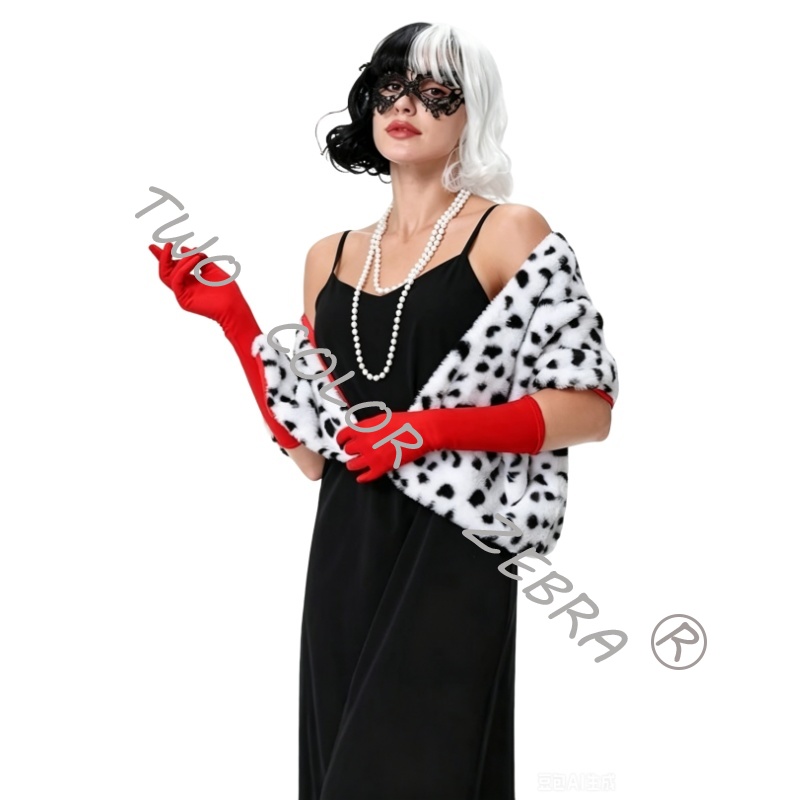 Cruella Deville Cosplay Costum - Face Scarf Mask ulasan dan harga